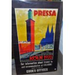 Pressa: The World Press Exhibition on the Rhine, Cologne 1928, original poster, 40" x 25"