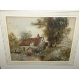 19th Century School: watercolour depicting a water mill, unsigned, 8" x 11", framed and glazed; 2