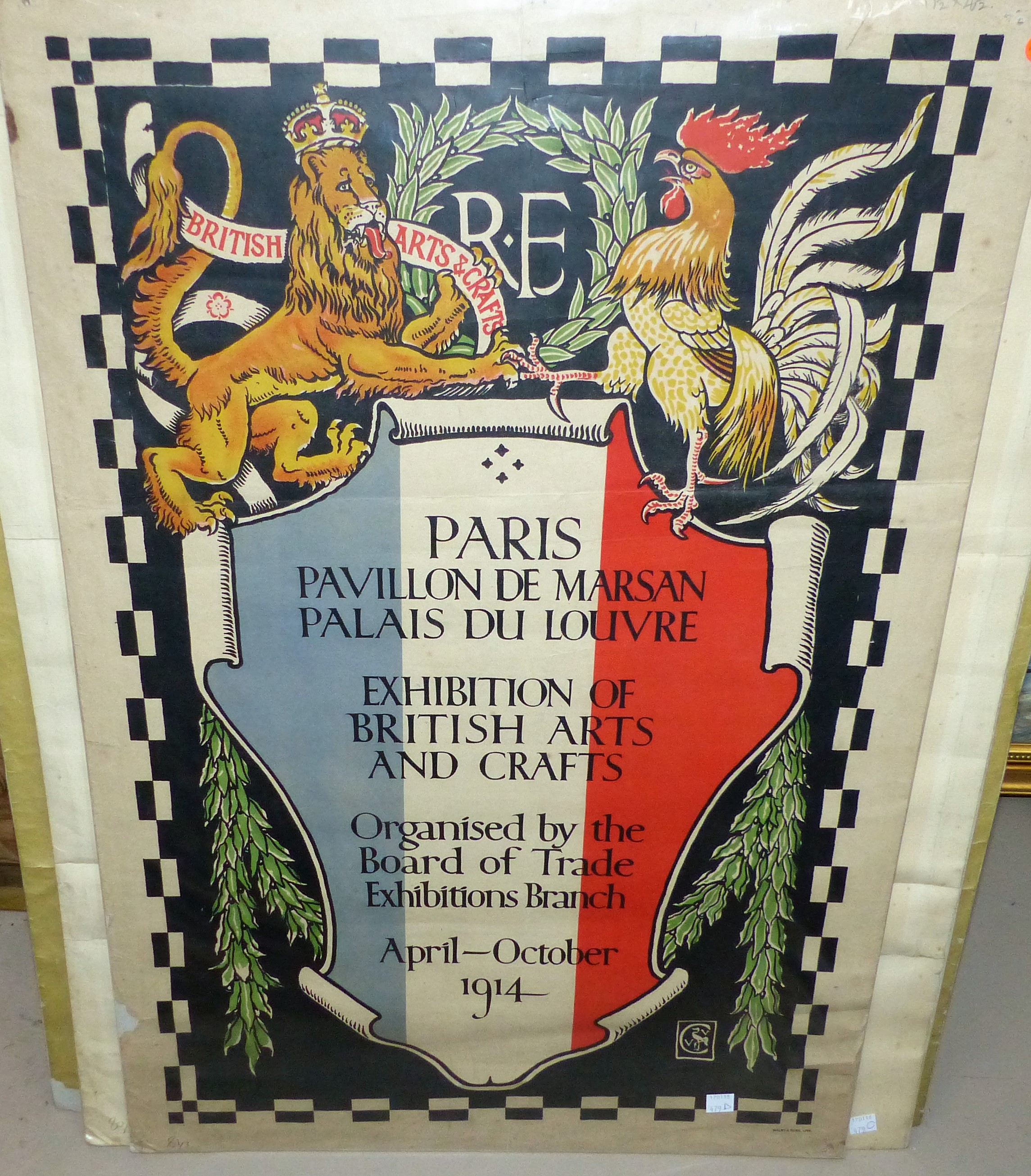 Exhibition of British Arts and Crafts, Paris, 1915, original poster designed by Walter Crane, 29"