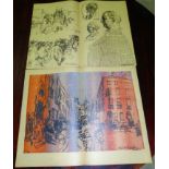 Felix Topolski: lithograph in colours, Dublin street scenes and portraits, 8 page folio, 1956