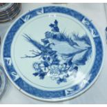 A large oriental blue and white porcelain circular charger, 18¾"