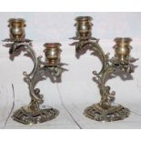 A pair of continental silver candelabra, twin branch rococo style, stamped 900, height 7½"