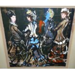 Donald McIntyre: oil on paper, Belle Demoiselles, signed, 19" x 18½", mounted on board