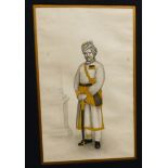 Indian officer with dress sword, pencil and gilt picture, 9½" x 6"