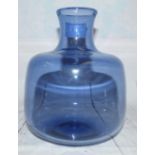 A Holmegaard mallet shaped vase in hyacinth blue, etched signature, height 7½"