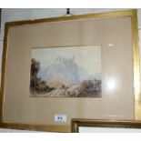 A Rushton: Mountain pass scene, watercolour, 1886, 7" x 10"