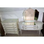 A period style cream and gilt dressing table and chest of drawers