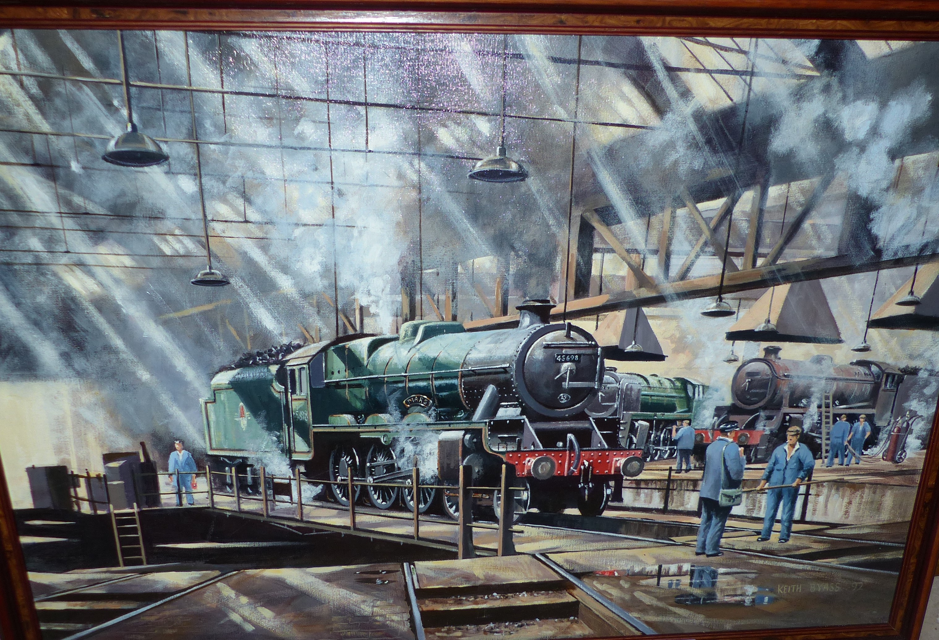 Keith Byass: oil on board, BR locomotive 45698 Mars, signed, 20" x 30", framed