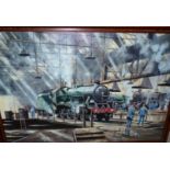 Keith Byass: oil on board, BR locomotive 45698 Mars, signed, 20" x 30", framed