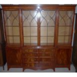 A reproduction figured mahogany library bookcases by Allen & Appleyard of Knutsford, with 4 astragal