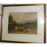 Robert Hills: "Going Home after Work", watercolour, signed 12" x 16", framed and glazed