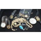 1950's gents Pierce Parashock watch; a silver cased pocket watch (a.f.); other watches; etc
