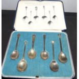 A set of 6 silver spoons, miniature reproductions of Early Scottish spoons, Maker TB & S,