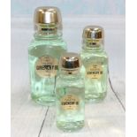 A graduated set of 3 Givenchy III perfume display bottles, 4.5" - 6.5"
