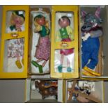 5 originally boxed Pelham Puppets:- ''Woolf'', ''Tyrolean Girl'' x 2, ''Bengo'', ''Foul'';