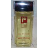 A Paco Rabanne eau de metal perfume display bottle, 8.5"