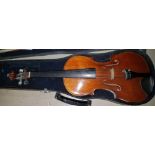 An English 19th century full size violin by Joseph Wade, Leeds, numbered 51 and dated 1885, two