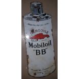 A rare Mobiloil Gargoyle ''BB'' canister shaped enamel advertising sign. c1930's 191/2''