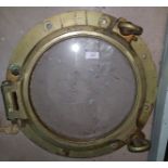 Hinged brass porthole 2 threaded butterfly fasteners No. 5515 overall diameter 18''