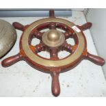 A small brass mounted mahogany ship's wheel overall diameter 17''