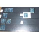 A set of 19 two penny blue stamps, including plate 13 mint