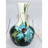 Moorcroft - posy vase decorated with blue thistles hand painted marks to base 2006 4''