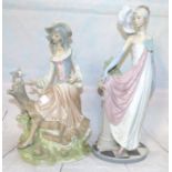 A large Lladro figure - Woman in 1920's costume height 14''; a Tangra figure of a young woman