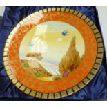 A Royal Worcester limited edition porcelain charger, "The Art Deco Collection" "Seagulls at Dusk",