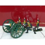 W. Britian Red Coats:- British Kings Troop Royal Horse Artillery set 13lb QF Gun & 4 man crew 44053