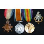 A WW1 15 Star trio to 4406 Pte. A.J. Brumwell Royal Sussex Regiment, swing mounted as worn, with cap