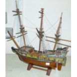 A late 19th century ship model with stand 17'' overall