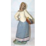 A large Lladro figure - Girl with Basket of Fruit a.f