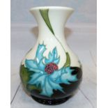 Moorcroft - vase decorated with blue thistles hand painted marks to base 2006 61/2''