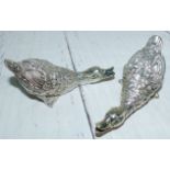 A pair of duck shaped menu holders stamped 925