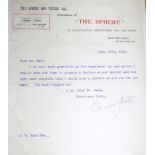 CLEMENT SHORTER - Editor of ''The Sphere'', a noted Johnsonian, typed letter script to B.W. Matz