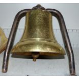 A large brass ships bell on steel bracket height 11''