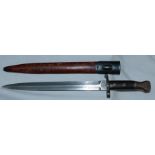 A Pattern 1888 Metford bayonet by Sanderson, Sheffield, sheathed in land pattern scabbard