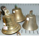 A brass ships bell lettered ''M. S. Bremen 1911'' height 51/2'' & 2 other ships bells height 51/