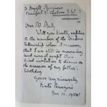 KATE PERUGINI (nee Dickens) Painter to Mr Matz (B.W.), Editor of the Dickensian, autograph letter