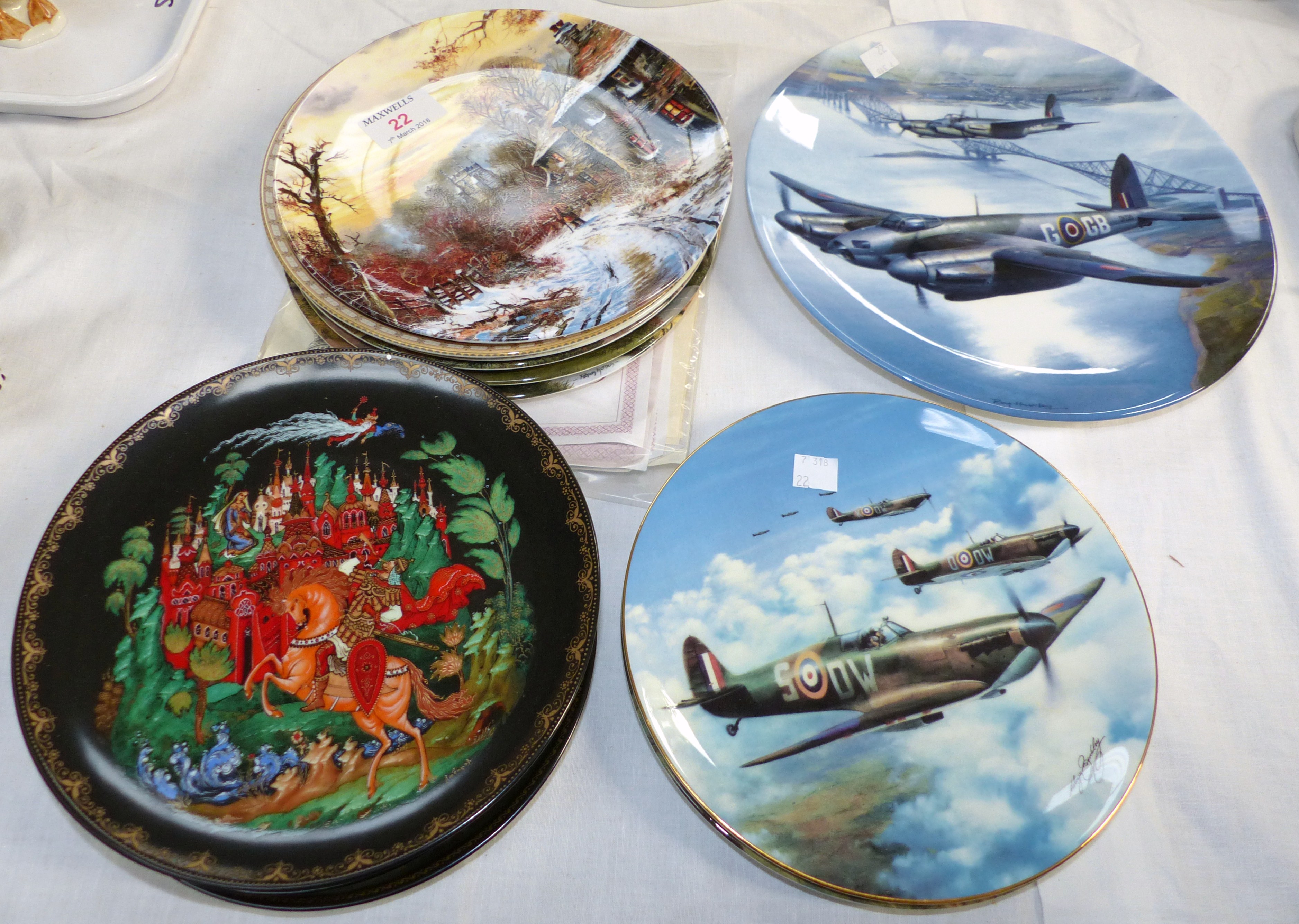 A set of 6 Royal Albert Collector's plates - ''As once they worked the land''; a set of 5 Russian