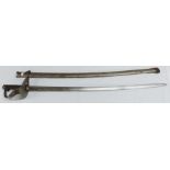 A 19th Century steel sword with polished wood grip, 41" with scabbard