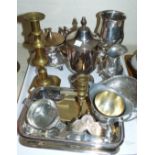 A selection of various silverplate and metalware