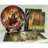 A large Lord of the Rings Ltd edition plate; 2 smaller plates and other related items