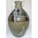 St Ives Pottery: an ovoid stoneware vase with everted rim, by Trevor Corser, with impressed marks to