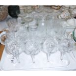 A set of 6 cut glass hock glasses; other cut glassware