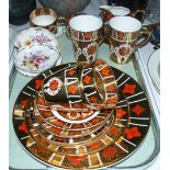 A Royal Crown Derby side plate; a selection of Royal Crown Derby style Burtondale teaware; etc.