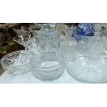 A large cut crystal vases; other vases; bowls and glassware