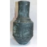 A first period Troika vase of flattened baluster form with band of glazed symbols at the base of the