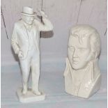 A Spode bone china figure of Sir Winston Churchill, 9"; a bust of Elvis Presley