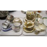 A Victorian tea service by Adams, gilt bordered and painted relief decoration; a Paragon part tea